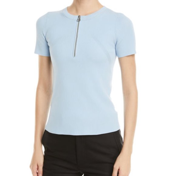 Helmut Lang Essential Zip Tee in Foam - Picture 3 of 4